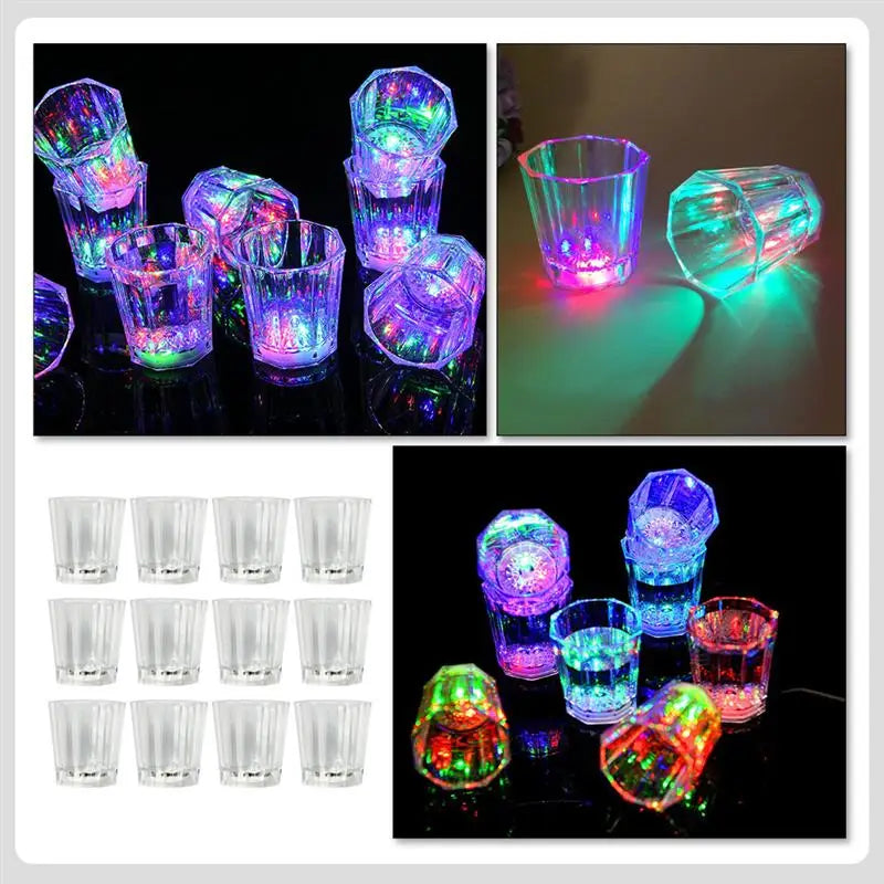 50ml LED Flashing Cups Fun Beer Wine Drinking Transparent Plastic Mug Blinking Glowing Barware for Bar Night Club Party Supplies