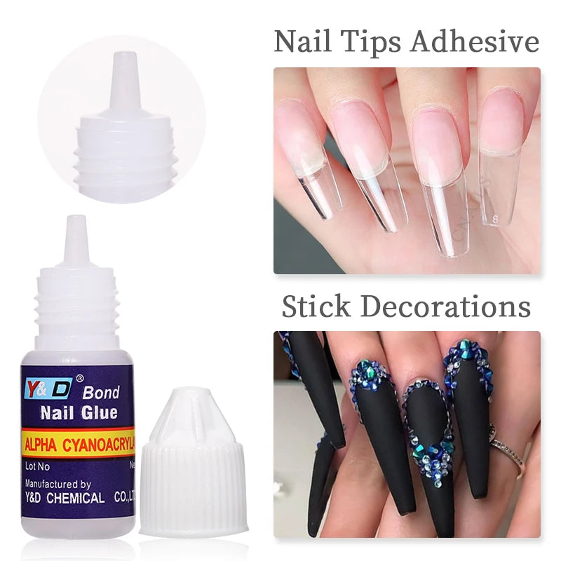 10g Fast Drying Nail Glue for False Nails Glitter Acrylic Nail Rhinestone Decoration Extension Glue Adhensive Nail Care Tool