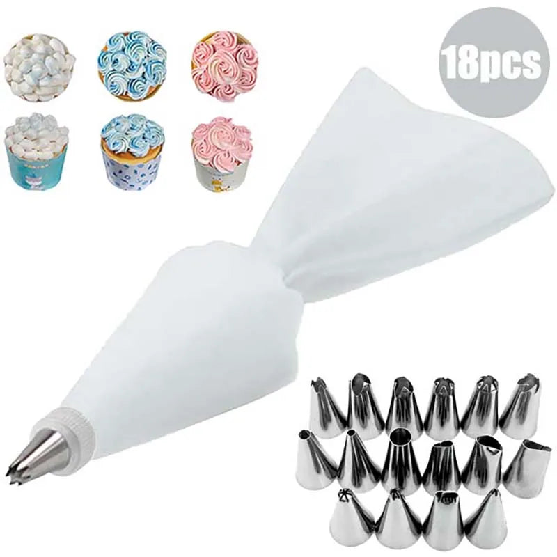 8/10/18PCS Silicone Pastry Bag Tips Kitchen Cake Icing Piping Cream Cake Decorating Tools Reusable Pastry Bags Nozzle Set