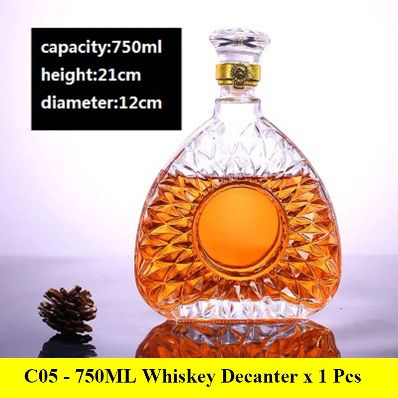 Novelty design 3 styles barware wine glass bottle 1000ml lead-free glass whiskey decanters for Liquor Scotch Bourbon