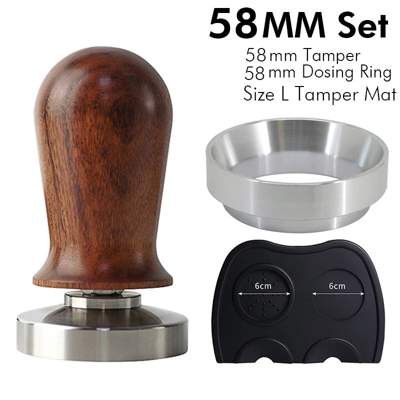 Calibrated Espresso Coffee Tamper 30lb Spring Loaded Elastic Coffee Tamper Aluminum/Wooden Stainless Steel Coffee Powder Hammer