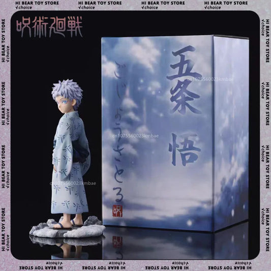 Jujutsu Kaisen Anime Figure Satoru Gojo Action Figurine Childhood Kimono Q Version Models Collectible Statue Ornament Toy Gifts