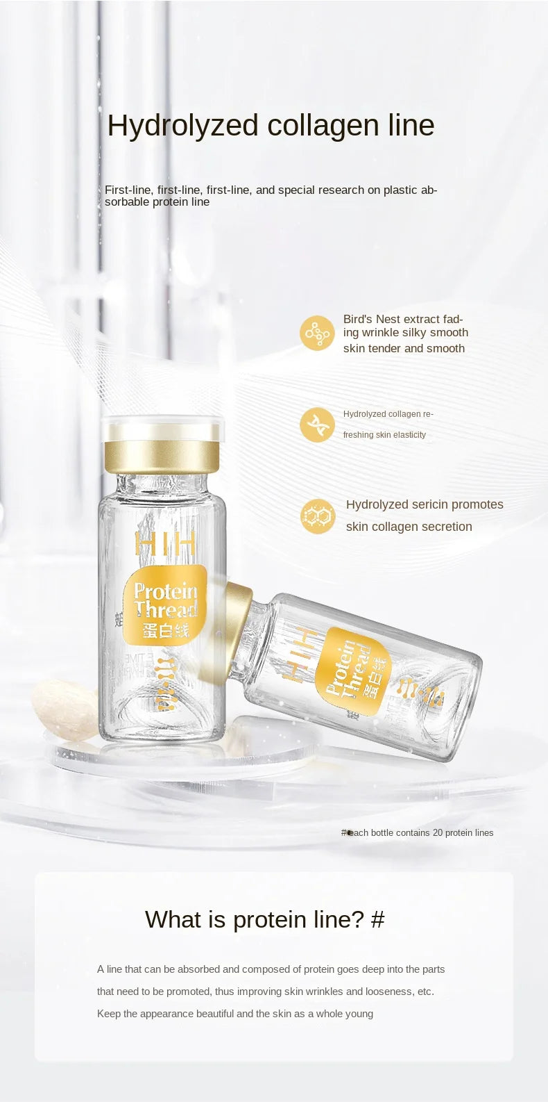 Elastic Gold Protein Peptide Set Lifting and Tightening Fading Wrinkle Beauty Salon Set Gold Thread Carving