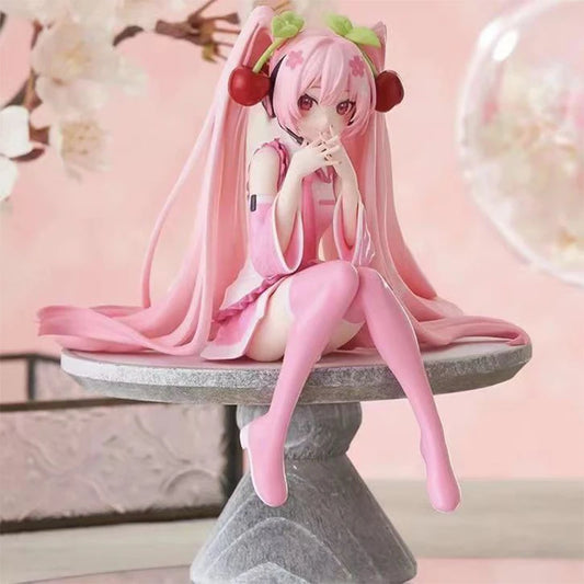 New Hatsune Miku Anime figure Pink dress PVC model action toys Cherry pink cherry blossom decoration collect gifts