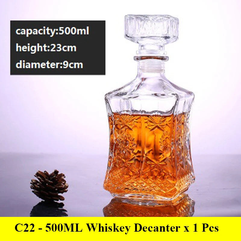 Novelty design 3 styles barware wine glass bottle 1000ml lead-free glass whiskey decanters for Liquor Scotch Bourbon