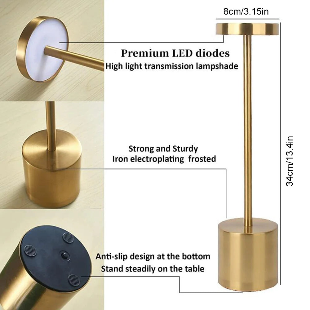 Simple Table Lamp USB Rechargeable Cordless Table Lamp Restaurant Bar Retro Night Lamp Portable Rechargeable Touch Table Lamp