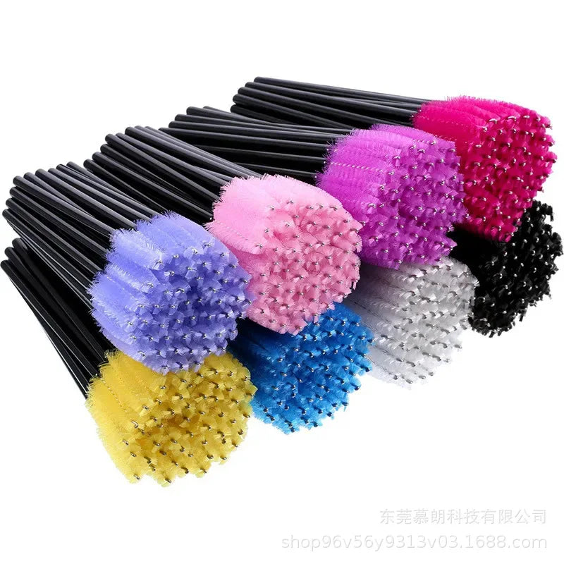 50Pcs Disposable Crystal Eyelash brush Mascara Wands Applicator Diamond Eye Lash Brushes Eyelash Extension Women Makeup tools