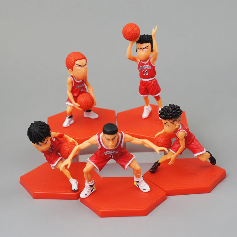 5Pcs Anime Slam Basketball Dunk Action Figure Sakuragi Rukawa Maple Haruko Akagi Kawaii Doll PVC Collectible Model Toy Gift