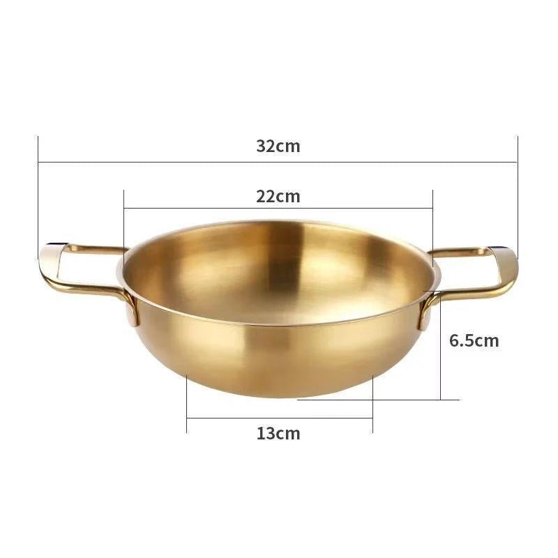 Stainless Steel Seafood Rice Pot Home Cooking Paella Pan Picnic Snack Plates Cookware Saucepan Dry Pots with Handle for Kitchen