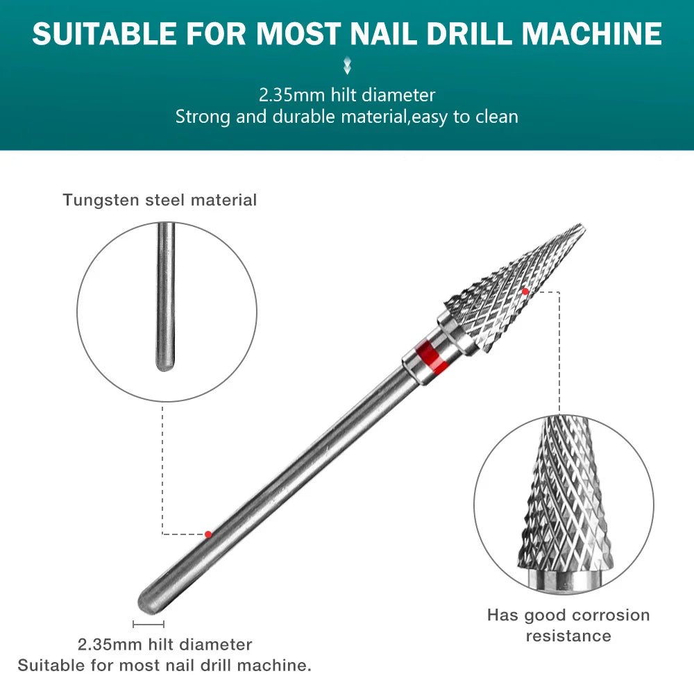 Dmoley Ceramic Tungsten Nail Drill Bit Electric Manicure Drills For Machine Milling Cutter Nail Burr Pedicure Accessories Tools