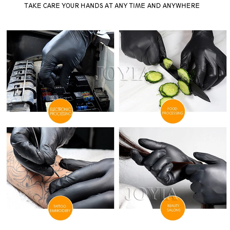 Black Disposable Nitrile Gloves 100pcs Latex Free Powder-Free Small Medium Large Pink Tattoo Gloves For Work Kitchen Clean XS XL