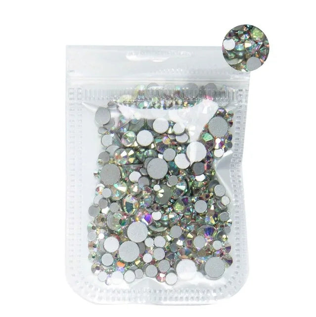 SS3-ss8 1440pcs Clear Crystal AB gold 3D Non HotFix FlatBack Nail Art Rhinestones Decorations Shoes And Dancing Decoration