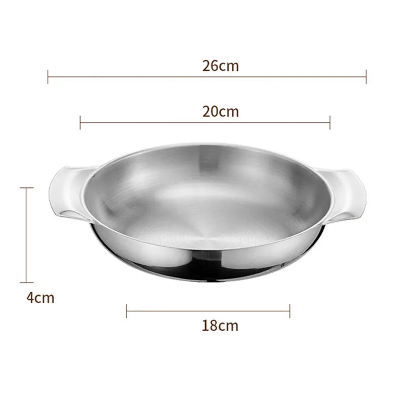 Stainless Steel Seafood Rice Pot Home Cooking Paella Pan Picnic Snack Plates Cookware Saucepan Dry Pots with Handle for Kitchen