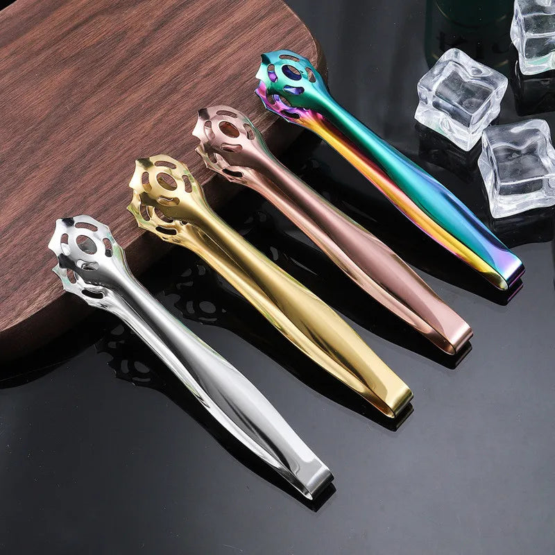 13.8cm Stainless Steel Ice Cube Clip Mini Sugar Tongs Barbecue Food Serving Clamp Kitchen Barware Bar Bartender Accessories