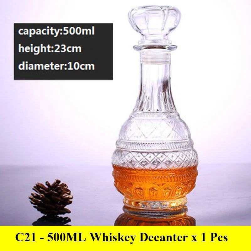 Novelty design 3 styles barware wine glass bottle 1000ml lead-free glass whiskey decanters for Liquor Scotch Bourbon