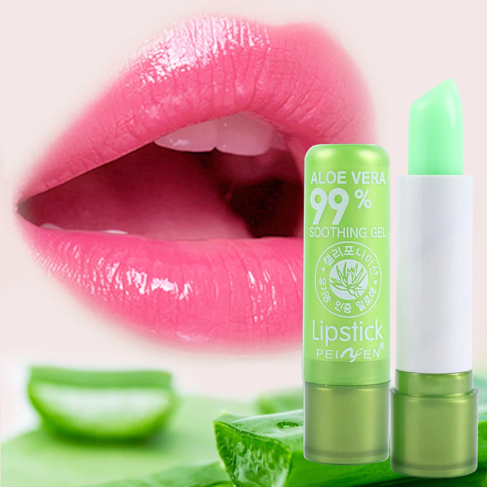 1PC Moisture Lip Balm Long-Lasting Natural Aloe Vera Lipstick Color Mood Changing Long Lasting Moisturizing Lipstick Anti Aging