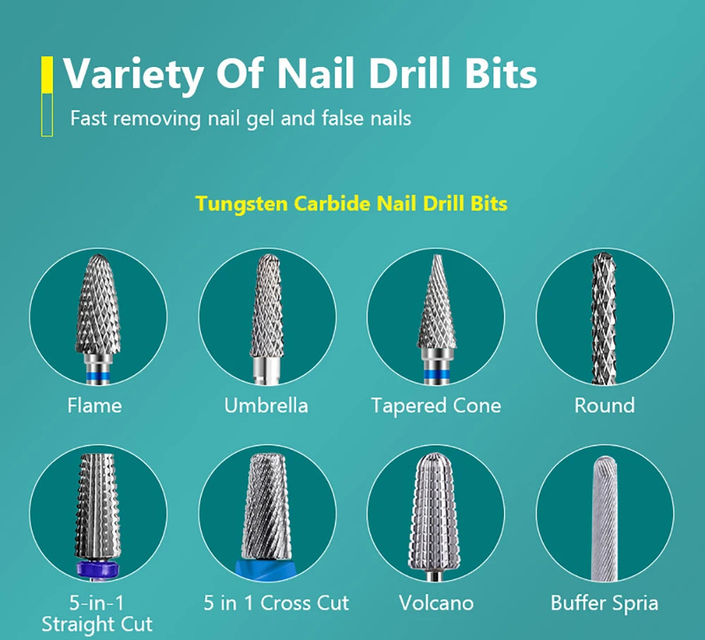 Dmoley Ceramic Tungsten Nail Drill Bit Electric Manicure Drills For Machine Milling Cutter Nail Burr Pedicure Accessories Tools