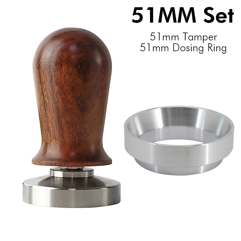 Calibrated Espresso Coffee Tamper 30lb Spring Loaded Elastic Coffee Tamper Aluminum/Wooden Stainless Steel Coffee Powder Hammer