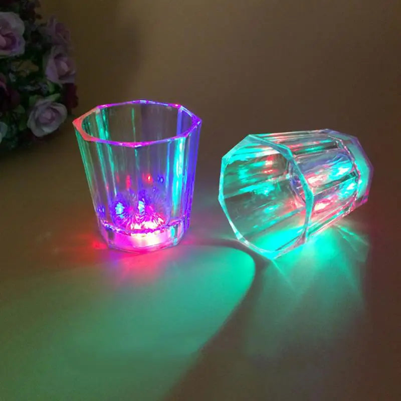 50ml LED Flashing Cups Fun Beer Wine Drinking Transparent Plastic Mug Blinking Glowing Barware for Bar Night Club Party Supplies