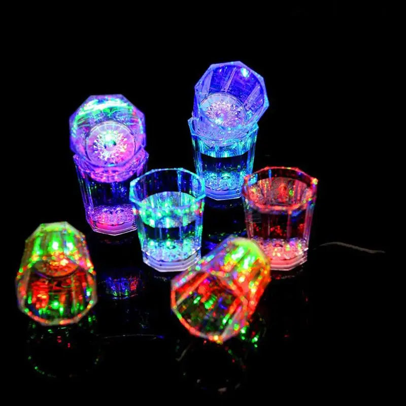 50ml LED Flashing Cups Fun Beer Wine Drinking Transparent Plastic Mug Blinking Glowing Barware for Bar Night Club Party Supplies