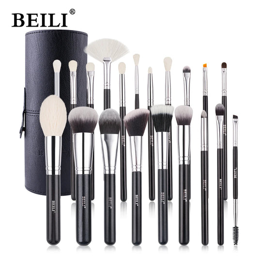 BEILI Black 12/20/22pcs Makeup Brushes Set Natural Goat Hair Powder Foundation Eyeshadow Foundation Eyebrow Make Up Brush