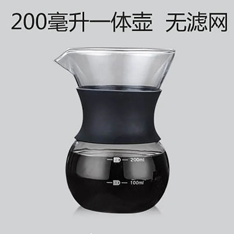 Reusable Glass Coffee Pot Manual Coffee Maker Stainless Steel Coffee Filter Durable Coffee Drip Pot Coffeeware 200/400ml