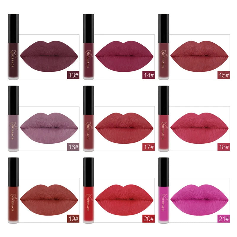 NICEFACE 29 Colors Liquid Lipstick Makeup Waterproof Matte Red Lip Gloss Long Lasting Nude Lip Tint Makeup Pigment Cosmetics