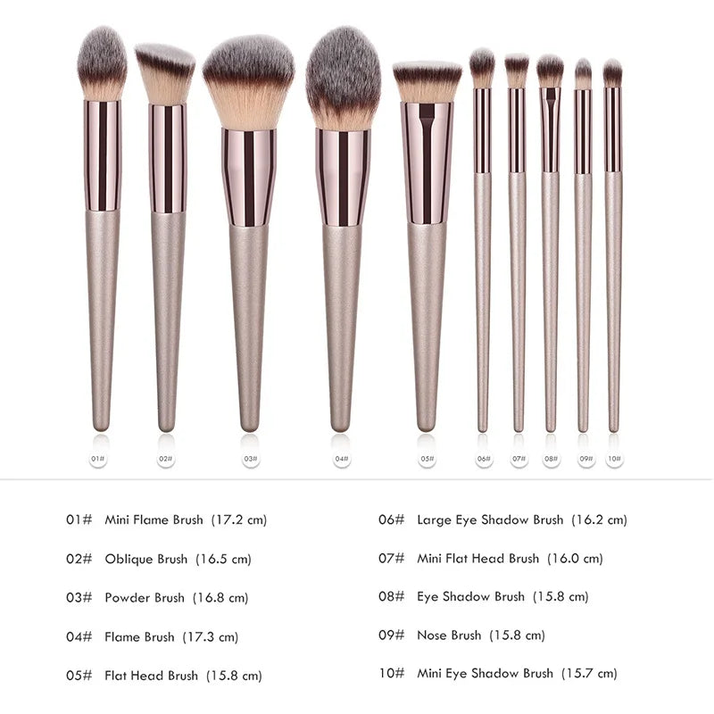 Hot Champagne Makeup Brushes Set for Women Cosmetic Foundation Powder Blush Eyeshadow Kabuki Blending Make Up Brush Beauty Tools