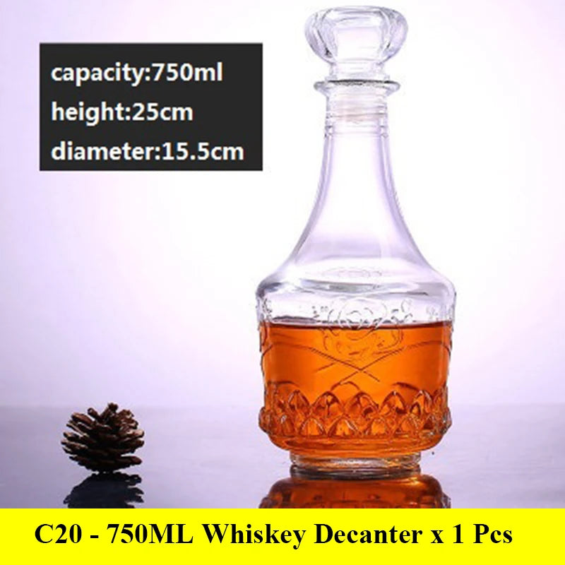 Novelty design 3 styles barware wine glass bottle 1000ml lead-free glass whiskey decanters for Liquor Scotch Bourbon