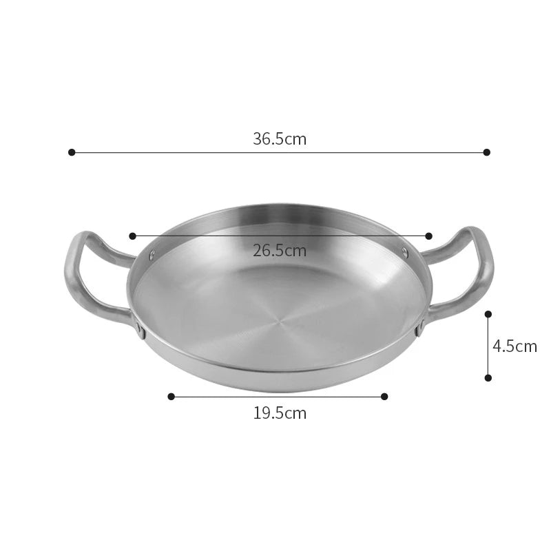 Stainless Steel Seafood Rice Pot Home Cooking Paella Pan Picnic Snack Plates Cookware Saucepan Dry Pots with Handle for Kitchen