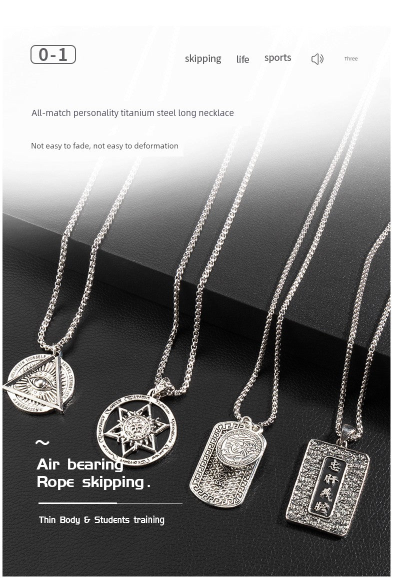 Easiest for Match Disco Jumping Stylish Men's Necklace Pendant Ins Hip Hop Titanium Steel Pendant Sweatshirt Chain Female Fashion Accessories/Ornaments