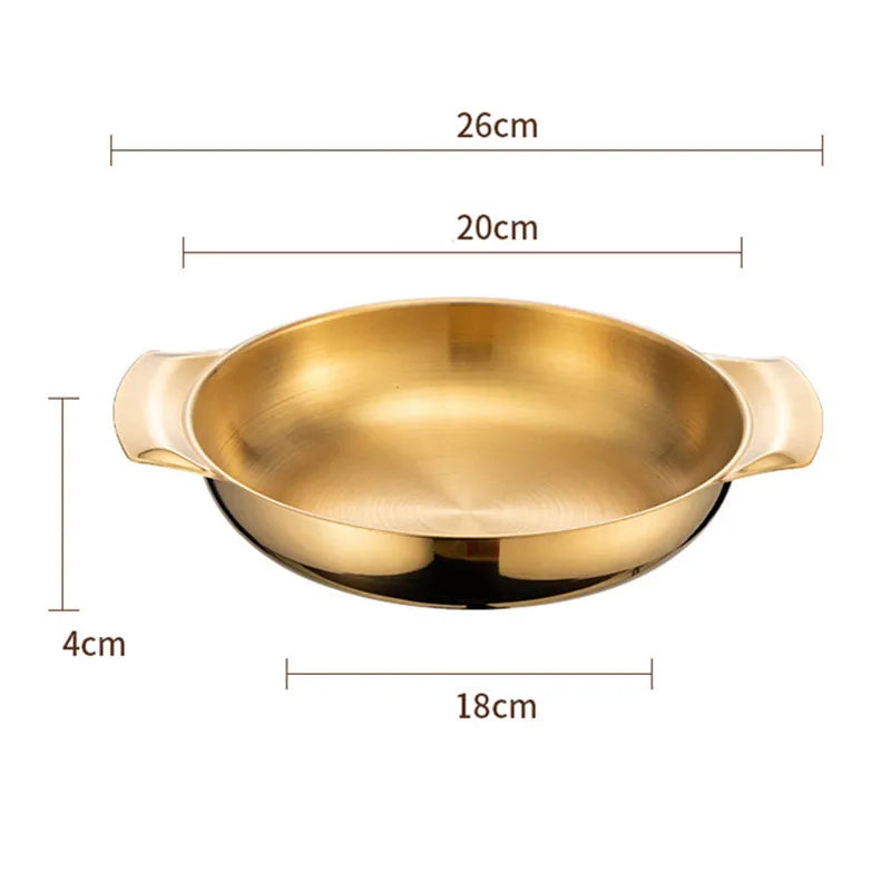 Stainless Steel Seafood Rice Pot Home Cooking Paella Pan Picnic Snack Plates Cookware Saucepan Dry Pots with Handle for Kitchen