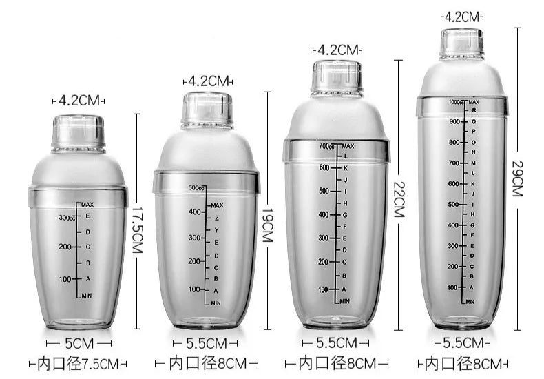 Plastic Cocktail Shaker 350ml/530ml/700ml/1000ml Wine Beverage Mixer Wine Shaker Cup Drink Mixer Barware  Bar Tool