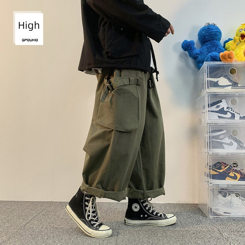 Hip Hop Wide Leg Large Pocket High Street Handsome Casual Pants