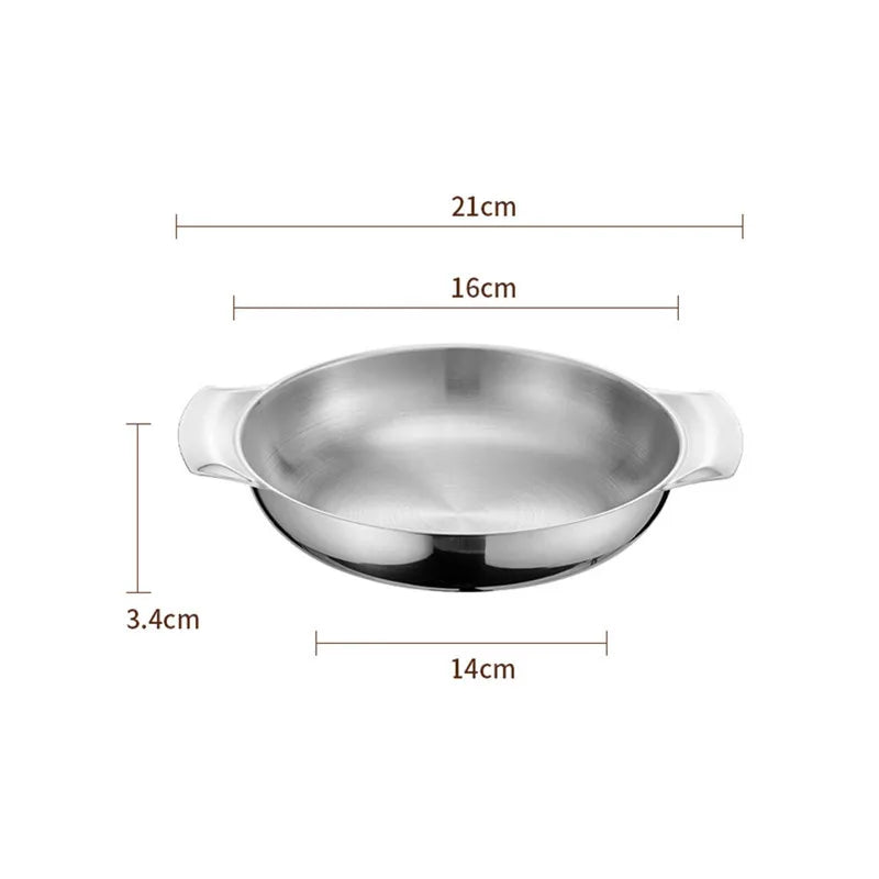 Stainless Steel Seafood Rice Pot Home Cooking Paella Pan Picnic Snack Plates Cookware Saucepan Dry Pots with Handle for Kitchen