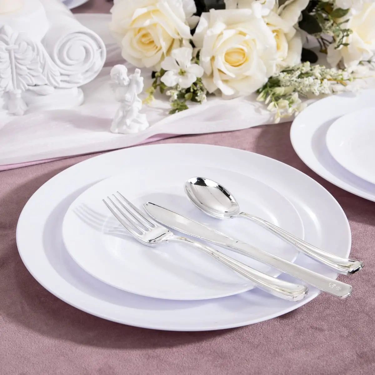 40pcs Gold Plastic Plates,Dinner Plates and Salad Plates Combo,Disposable Heavy Duty Plastic Plates for Parties Wedding