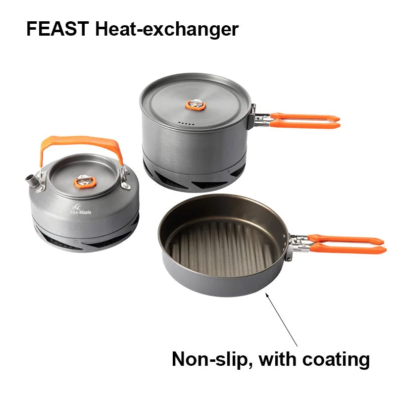 Fire Maple Camping Cookware Utensils Dishes Camp Cooking Set Hiking Heat Exchanger Pot Kettle FMC-FC2 Outdoor Tourism Tableware