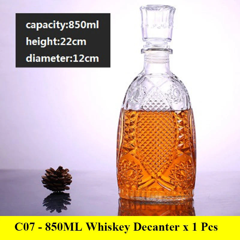 Novelty design 3 styles barware wine glass bottle 1000ml lead-free glass whiskey decanters for Liquor Scotch Bourbon