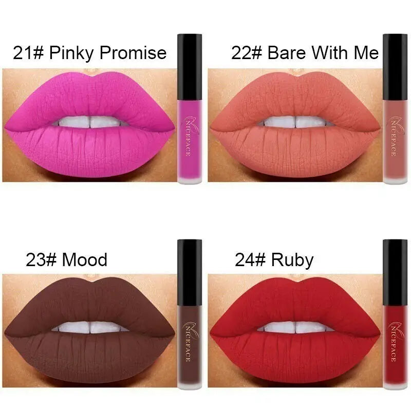 NICEFACE 29 Colors Liquid Lipstick Makeup Waterproof Matte Red Lip Gloss Long Lasting Nude Lip Tint Makeup Pigment Cosmetics