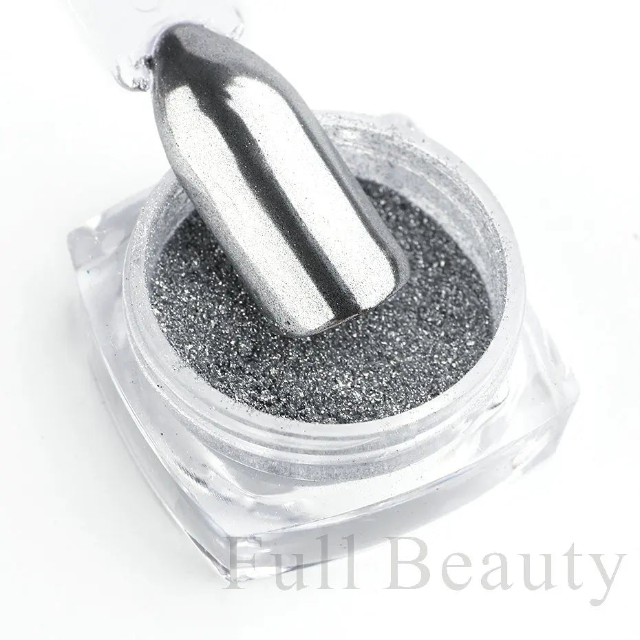 2pcs Nail Mirror Glitter Powder Gold Silver Metallic Effect Pigment Gel Polish Chrome Flakes Dust Holographic Decoration NFC000