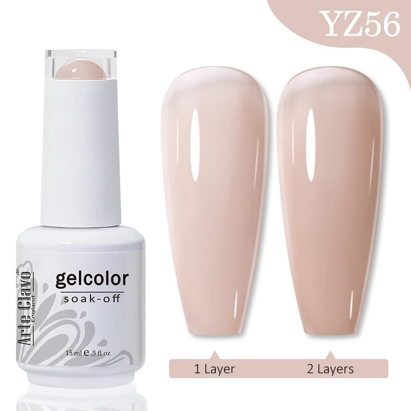 Arte Clavo 15ml Gel Nail Polishes Pink Nude Hybrid Nail Gel Lak Manicure Semi-permanent Enamels Varnish For UV LED Nail Supplies