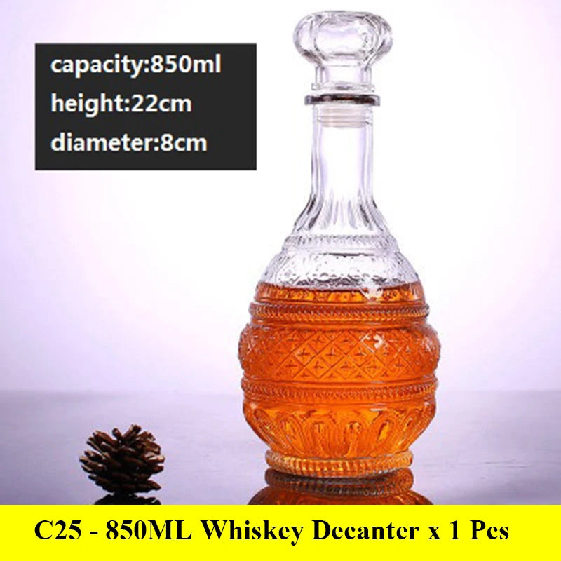 Novelty design 3 styles barware wine glass bottle 1000ml lead-free glass whiskey decanters for Liquor Scotch Bourbon