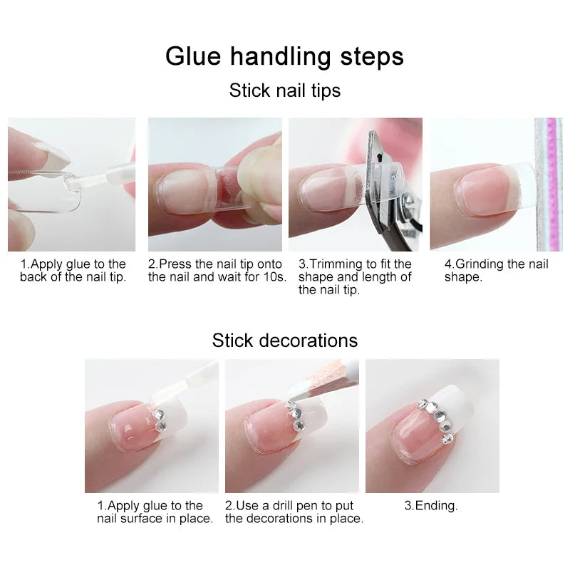 10g Fast Drying Nail Glue for False Nails Glitter Acrylic Nail Rhinestone Decoration Extension Glue Adhensive Nail Care Tool