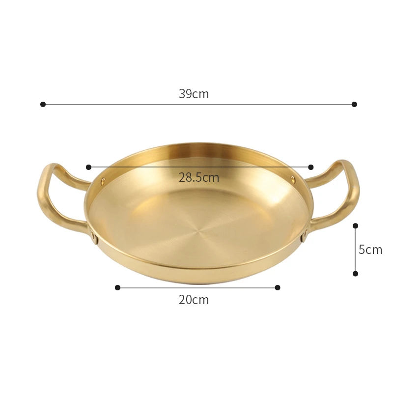 Stainless Steel Seafood Rice Pot Home Cooking Paella Pan Picnic Snack Plates Cookware Saucepan Dry Pots with Handle for Kitchen