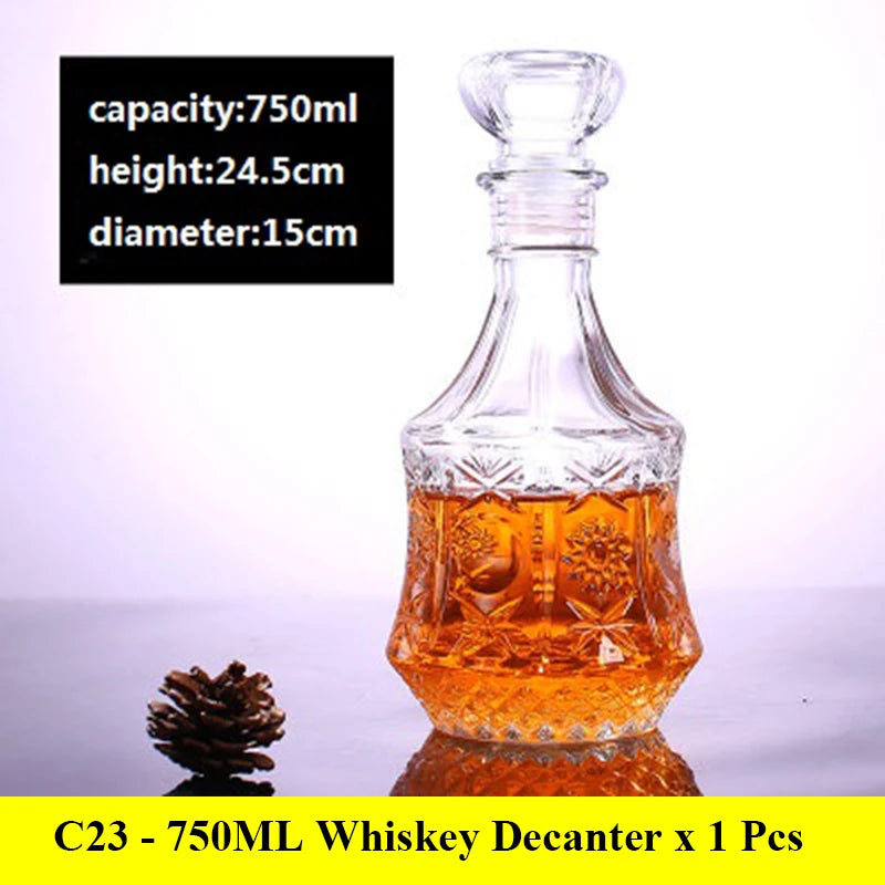 Novelty design 3 styles barware wine glass bottle 1000ml lead-free glass whiskey decanters for Liquor Scotch Bourbon