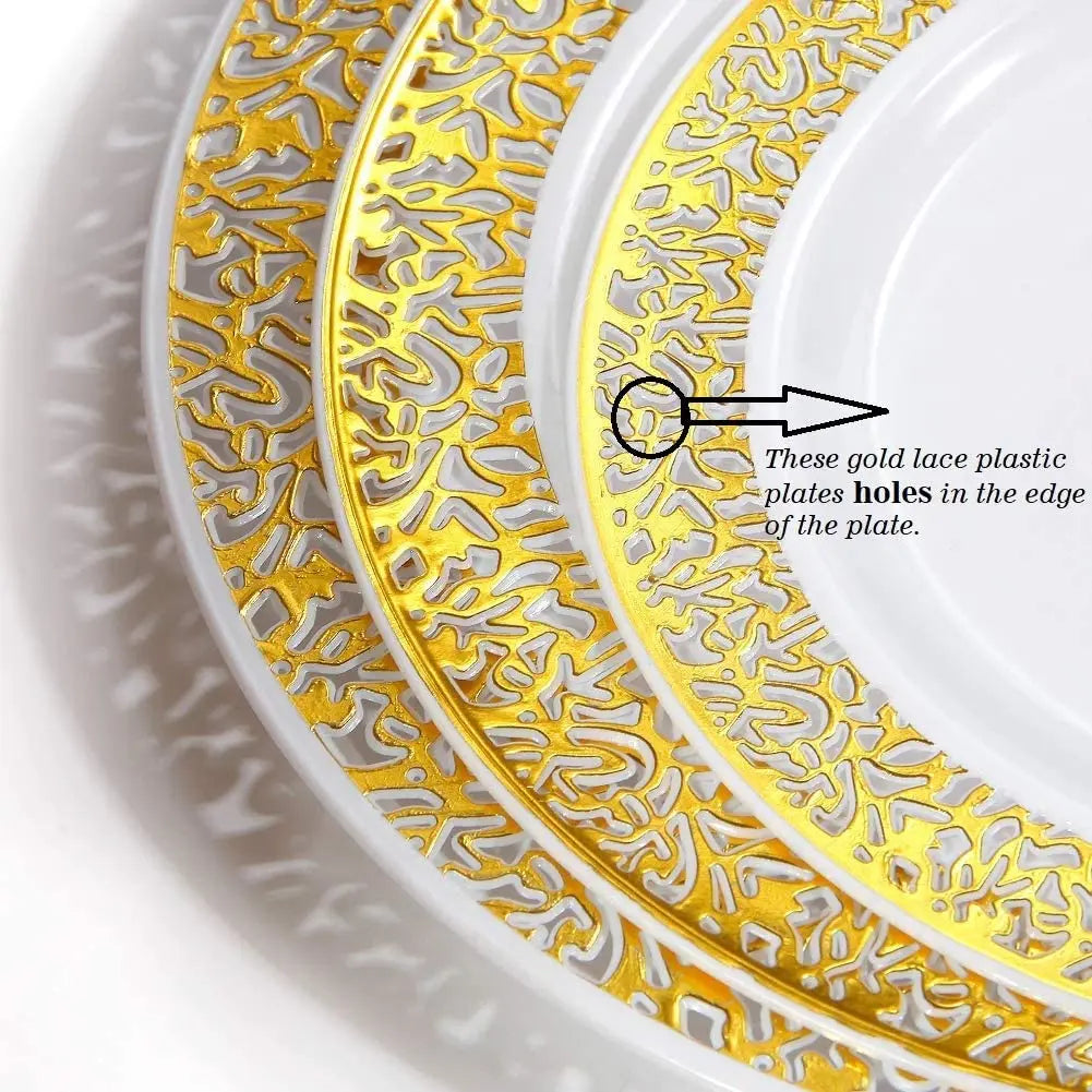 40pcs Gold Plastic Plates,Dinner Plates and Salad Plates Combo,Disposable Heavy Duty Plastic Plates for Parties Wedding