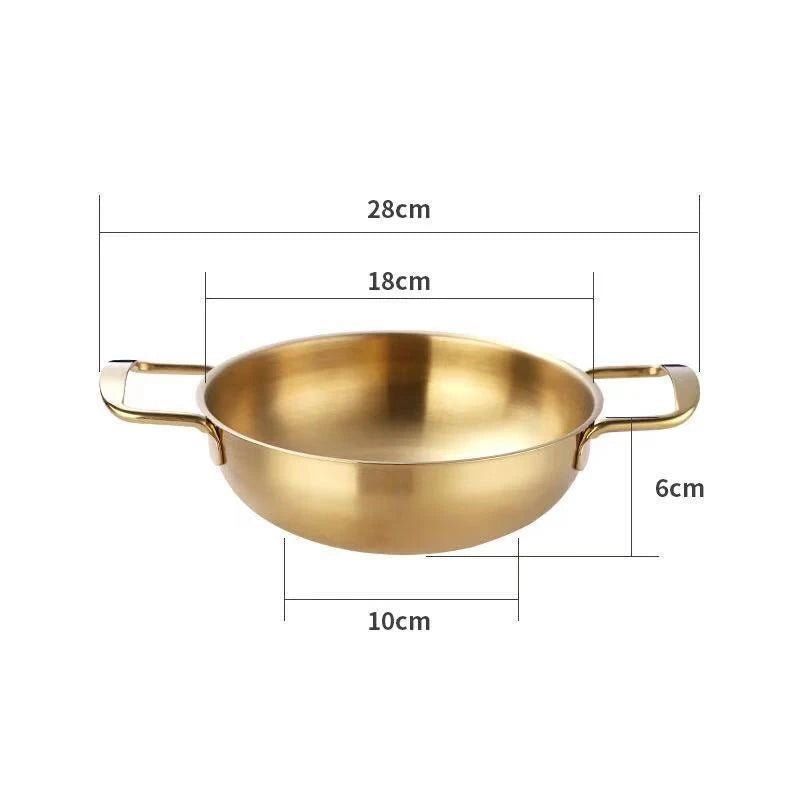 Stainless Steel Seafood Rice Pot Home Cooking Paella Pan Picnic Snack Plates Cookware Saucepan Dry Pots with Handle for Kitchen