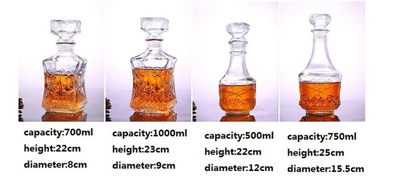 Novelty design 3 styles barware wine glass bottle 1000ml lead-free glass whiskey decanters for Liquor Scotch Bourbon