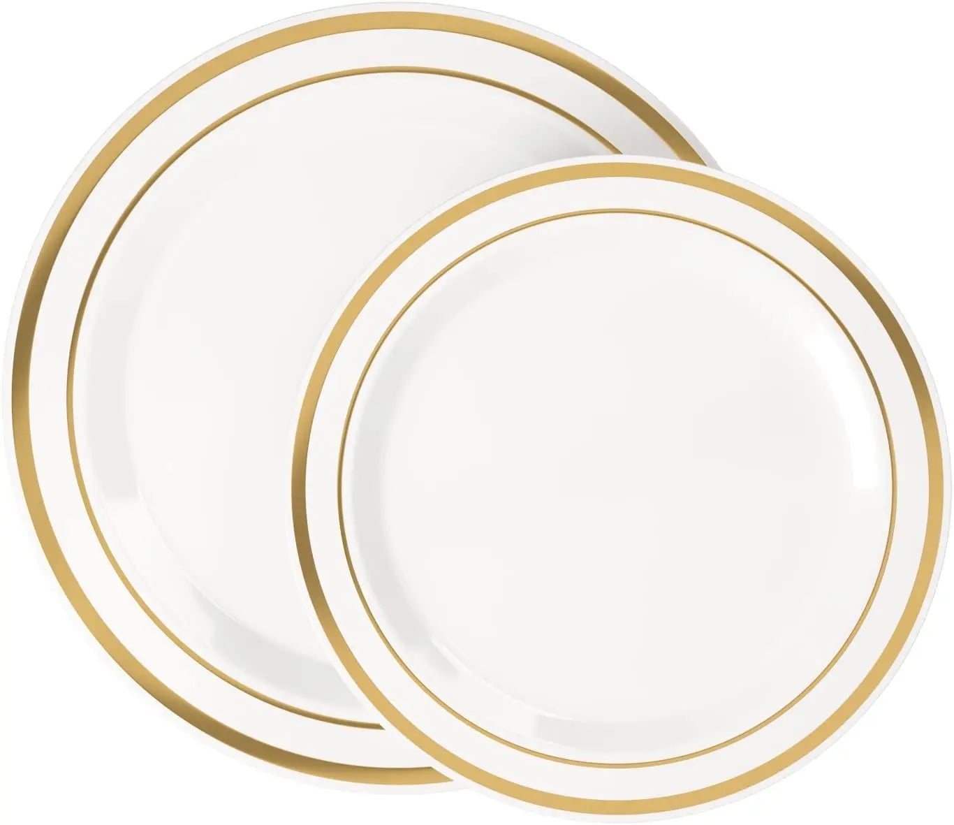 40pcs Gold Plastic Plates,Dinner Plates and Salad Plates Combo,Disposable Heavy Duty Plastic Plates for Parties Wedding