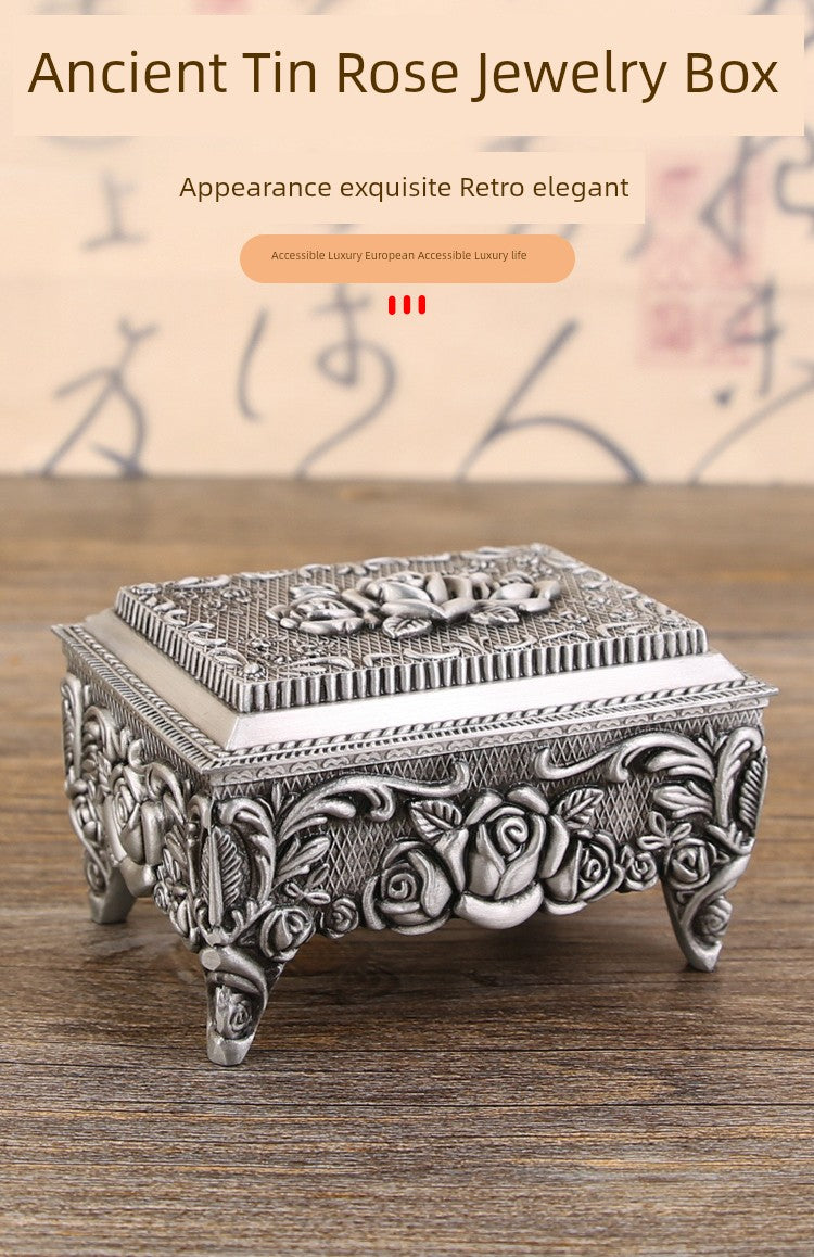 European-Style Metal Rectangular Ancient Tin High-Grade Storage Box